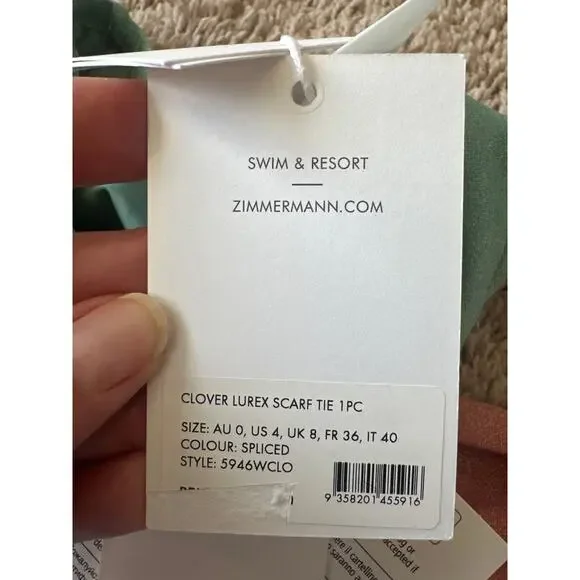 Zimmermann Lurex Cutout Bandeau One-Piece Swimsuit Size 4 NWT - Picture 8 of 11